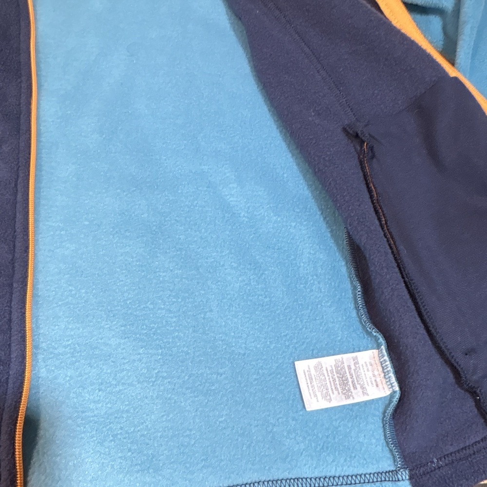 Columbia Women's L Blue/Navy Colorblock Full Zip Fleece Jacket Pockets Stand-Up - Picture 9 of 12